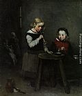 Blowing Bubbles Paintings - Children Blowing Bubbles by Theodule Augustine Ribot
